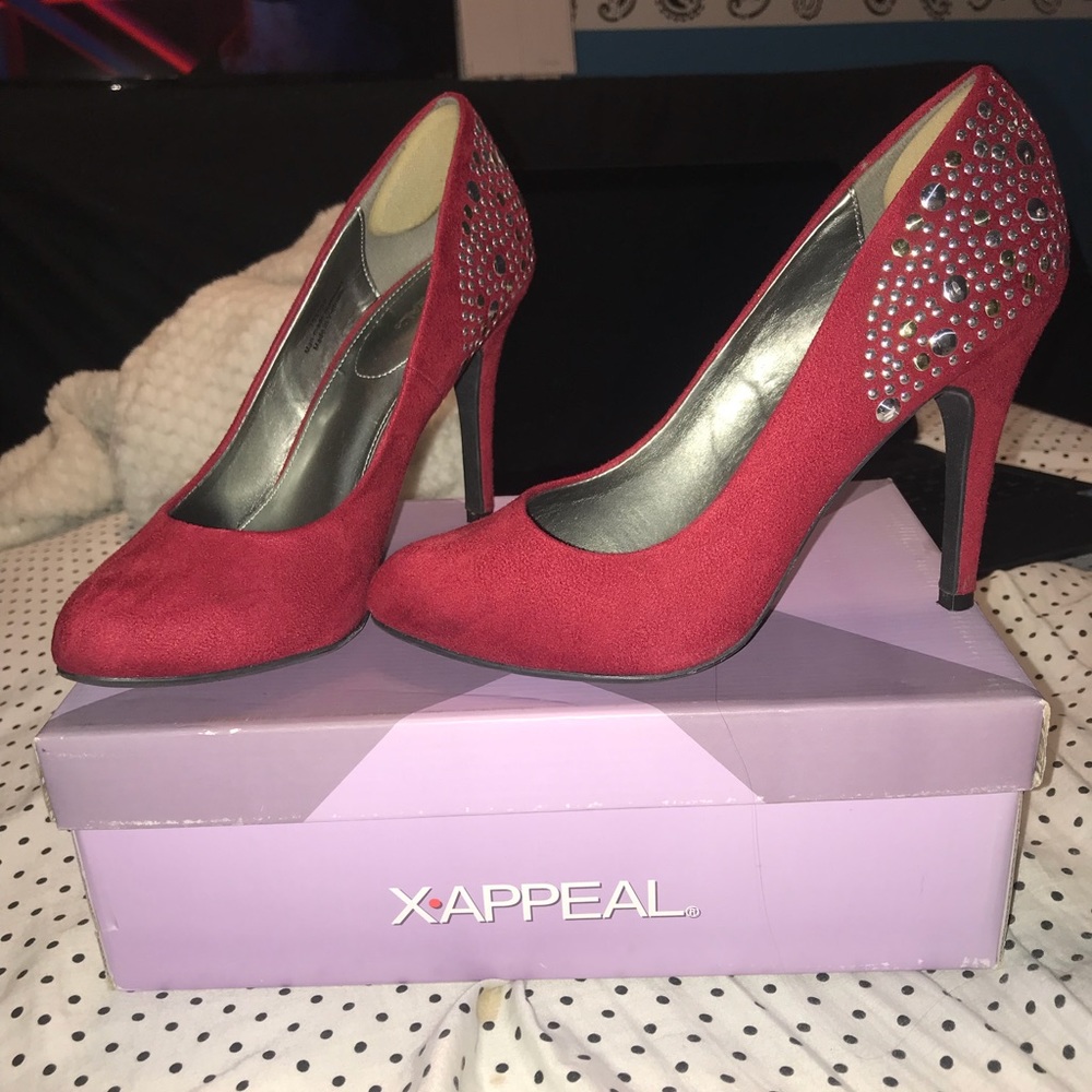 Red heels with gems